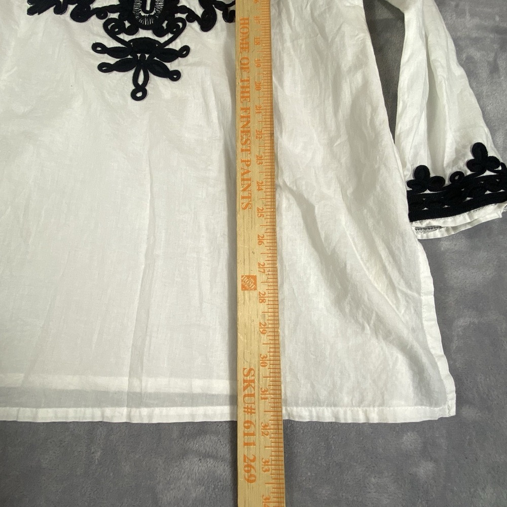 La Blanca Tunic Top Or Cover Up Resort Wear Small White Crochet Trim Island Chic - Picture 7 of 11